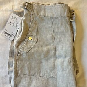 Athleta Voyager Light Gray Linen Pants Women Size 10 Tall NEW